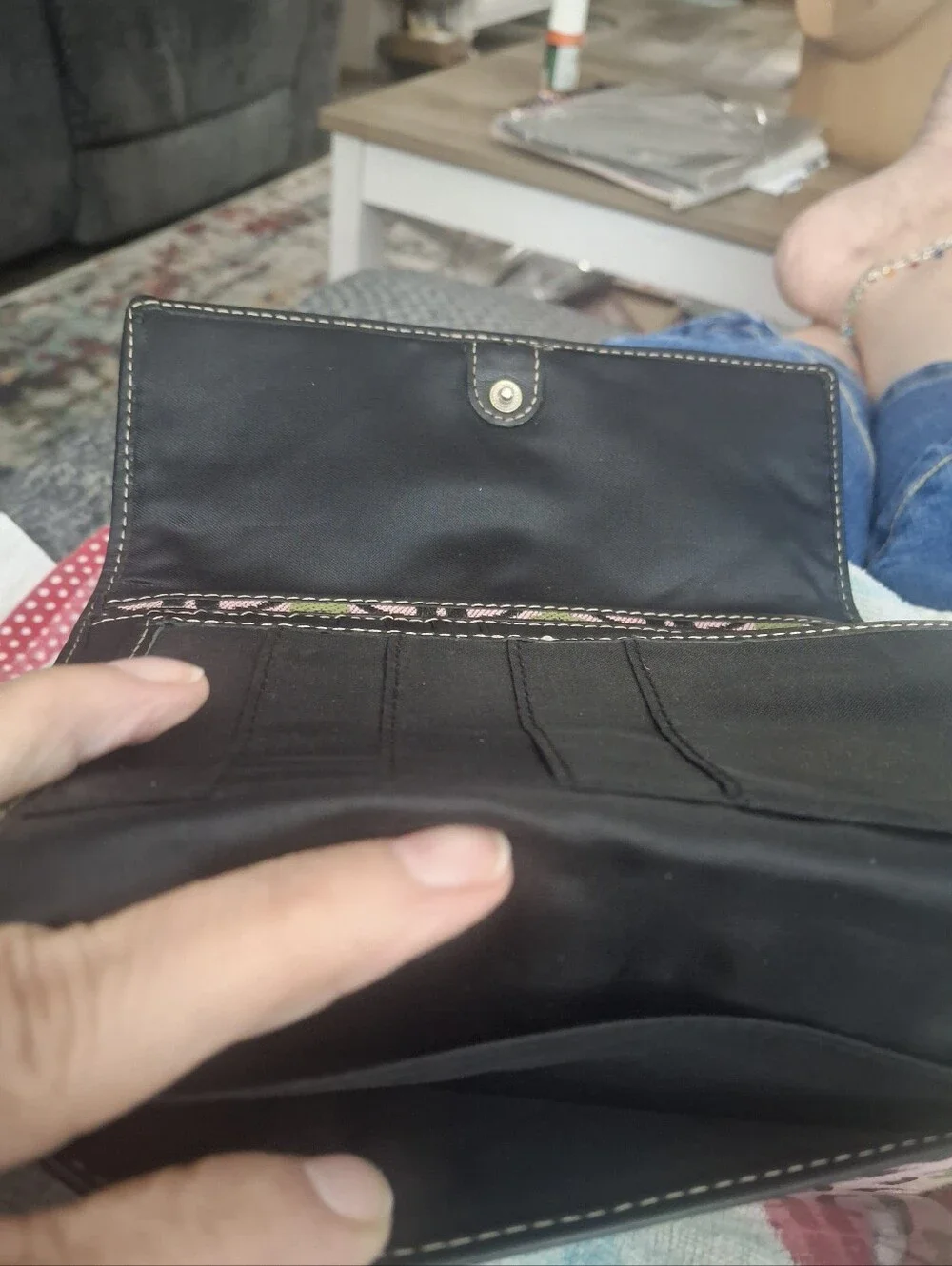 Fossil Patterned Trifold Wallet in Pink and Black